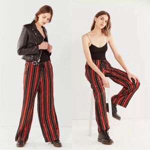 urban outfitters light before dark size small red and black striped flared pants